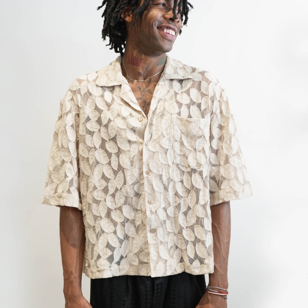 Marché Rue Dix Abdul Leaf Applique Shirt